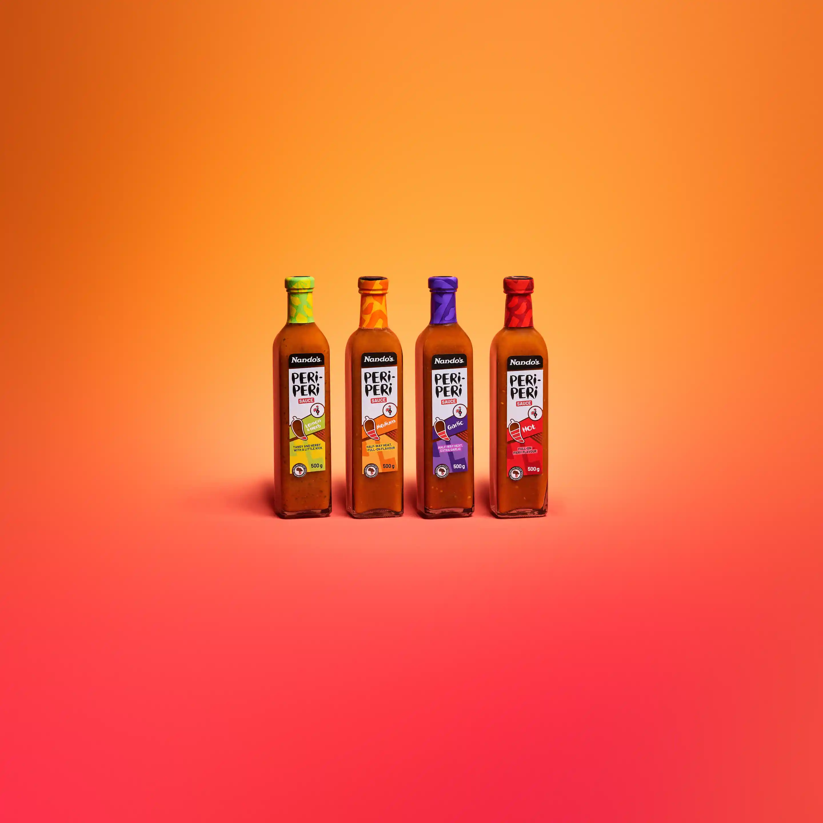 Nando's PERi-PERi sauce range orange background