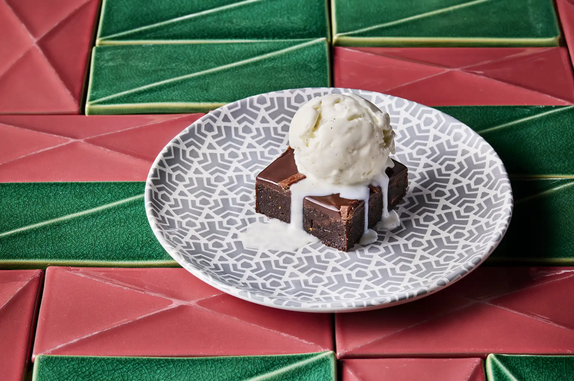 Nando's Chocolate Orange Brownie with a scoop of Vanilla ice cream